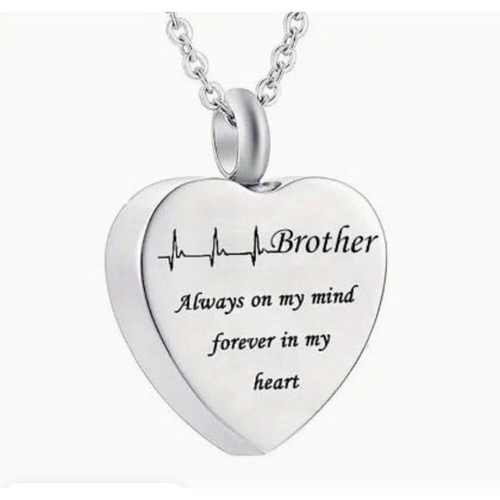 Brother Memory Heart Cremation Urn Pendant Necklace For Ashes